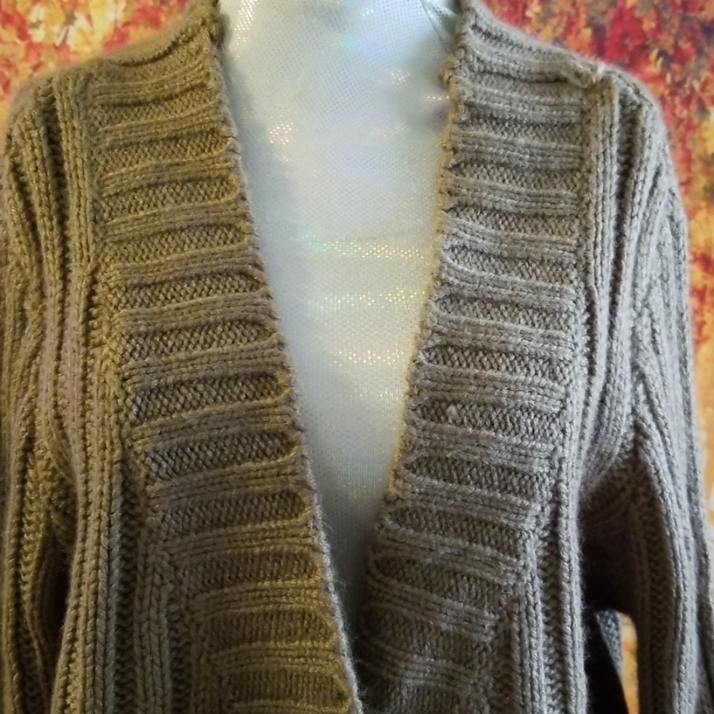 Chunky Knit Button-Up Sweater - Brown - Picture 3 of 7